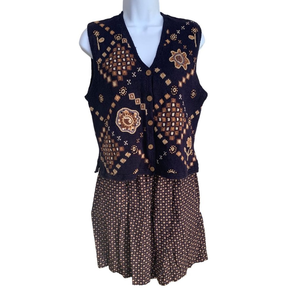 Vintage‎ Womens Outfit Sweater Vest Shorts Northern Isles 90s Small SP Academia